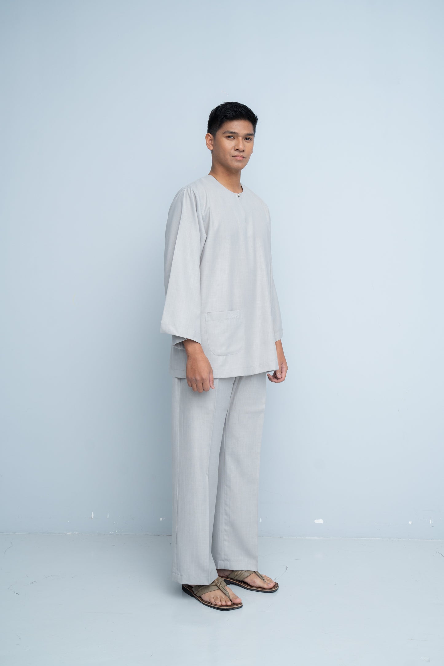 Baju Melayu Cotton Linen - Grey