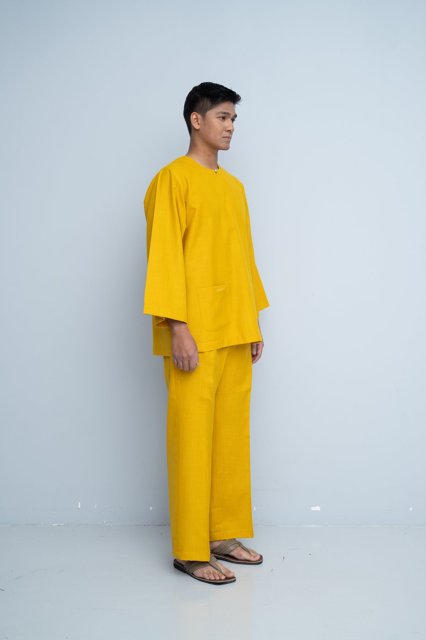 Baju Melayu Cotton Linen - Mustard
