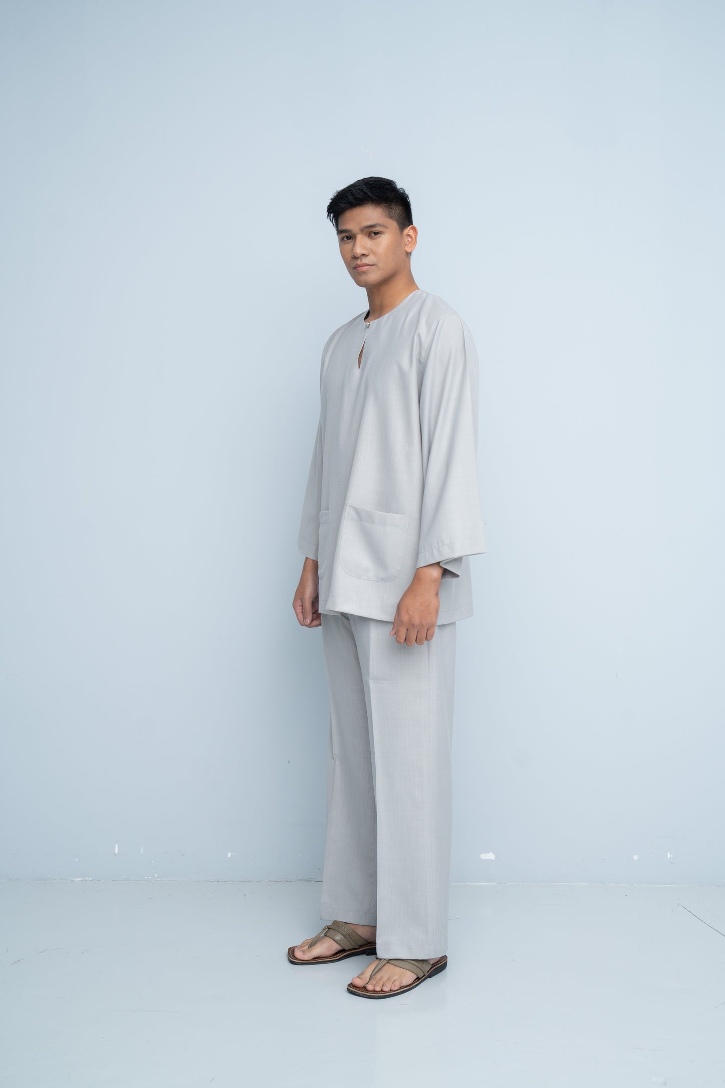 Baju Melayu Cotton Linen - Grey