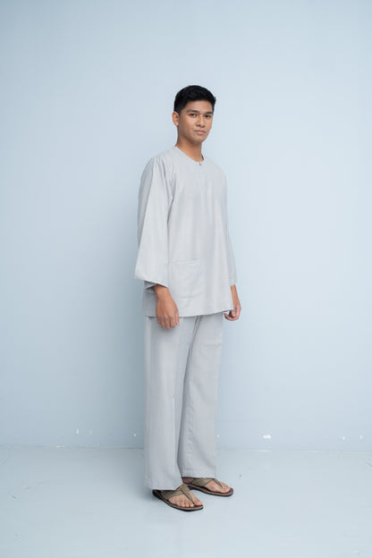Baju Melayu Cotton Linen - Grey