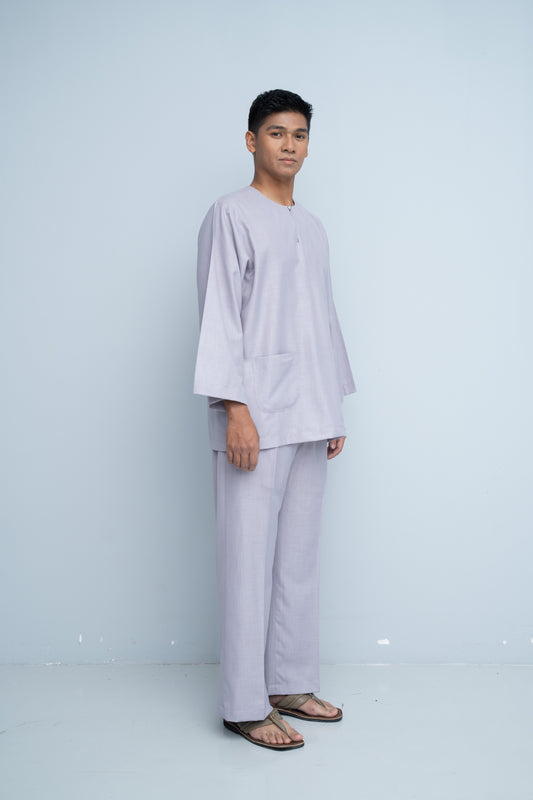 Baju Melayu Cotton Linen - Lavender Purple