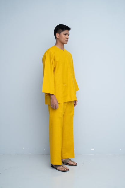 Baju Melayu Cotton Linen - Mustard