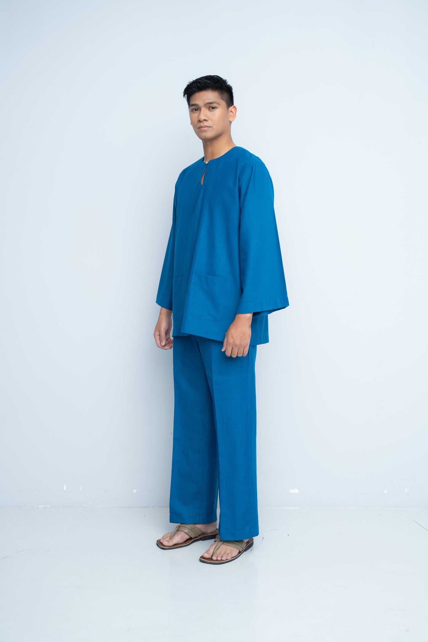 Baju Melayu Cotton Linen - Cobalt Blue