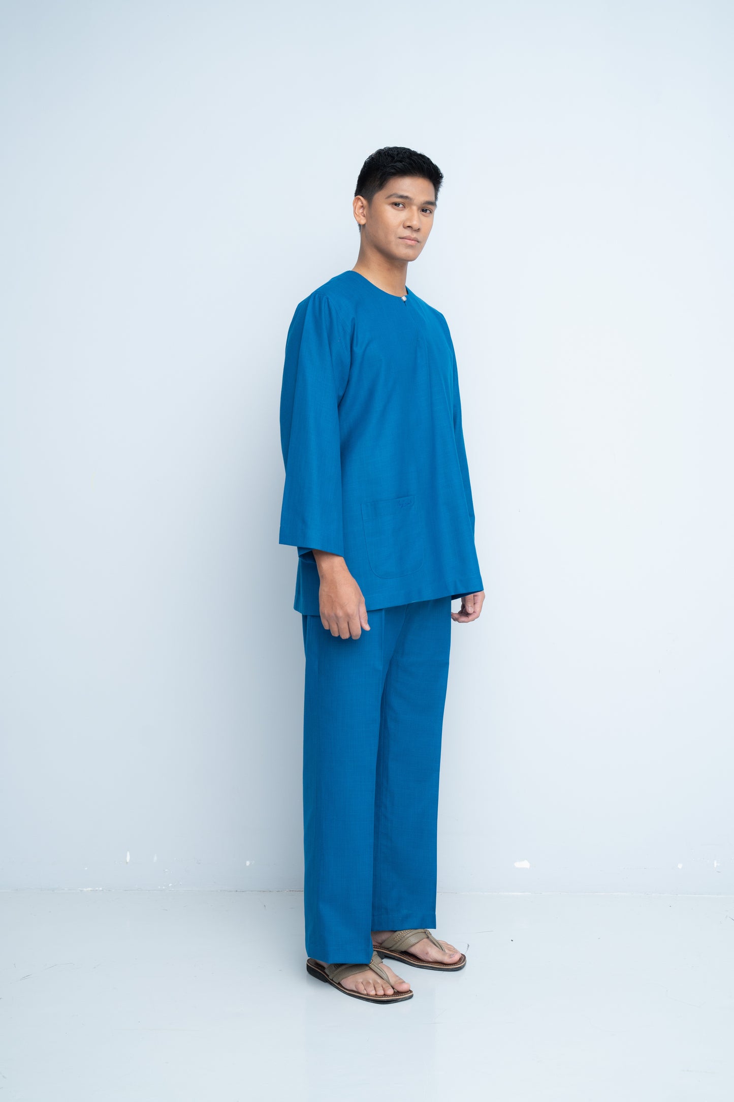 Baju Melayu Cotton Linen - Cobalt Blue