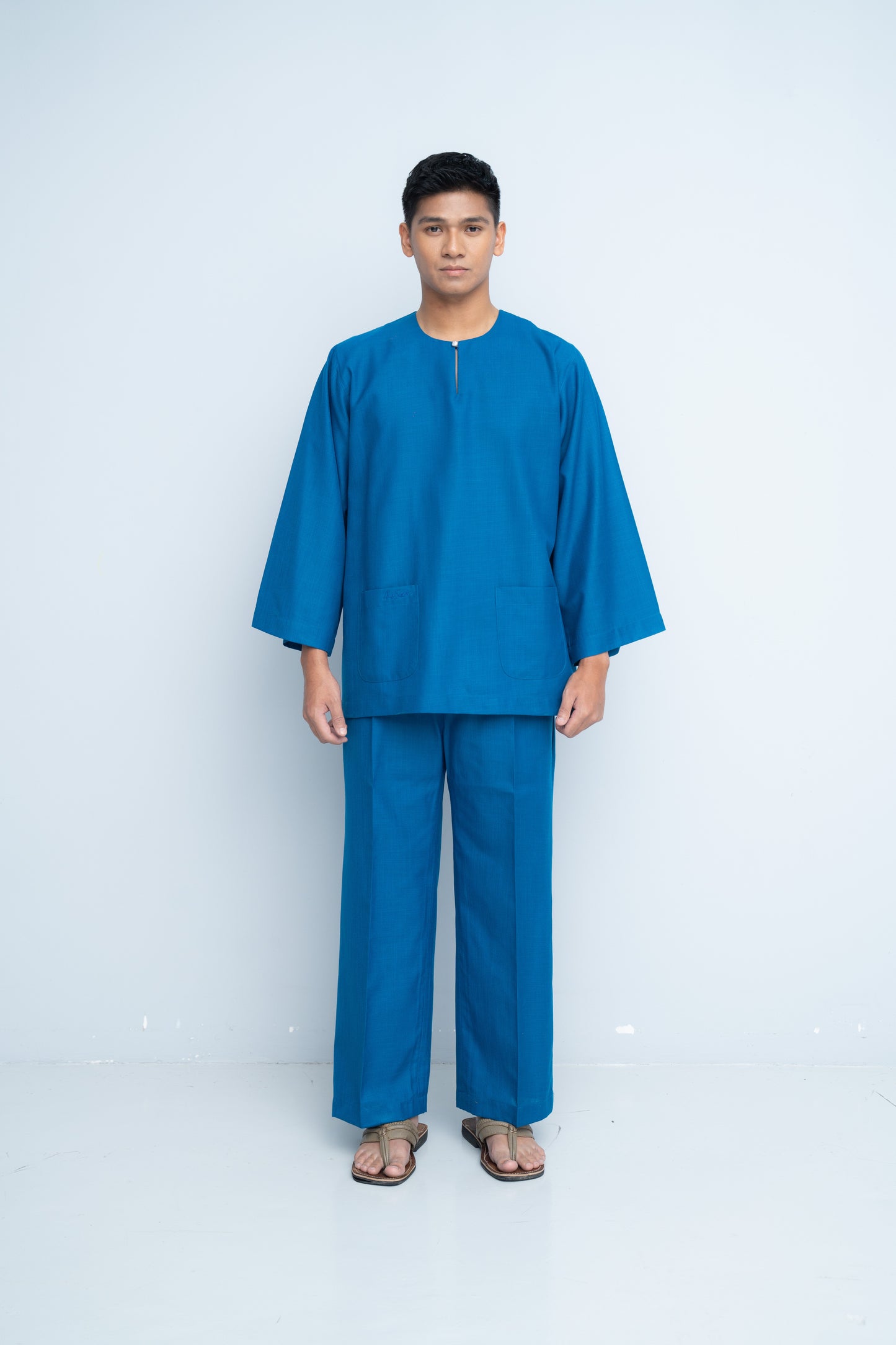 Baju Melayu Cotton Linen - Cobalt Blue