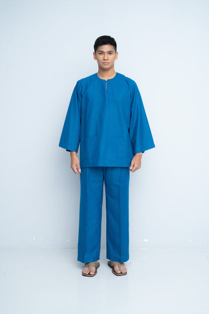 Baju Melayu Cotton Linen - Cobalt Blue