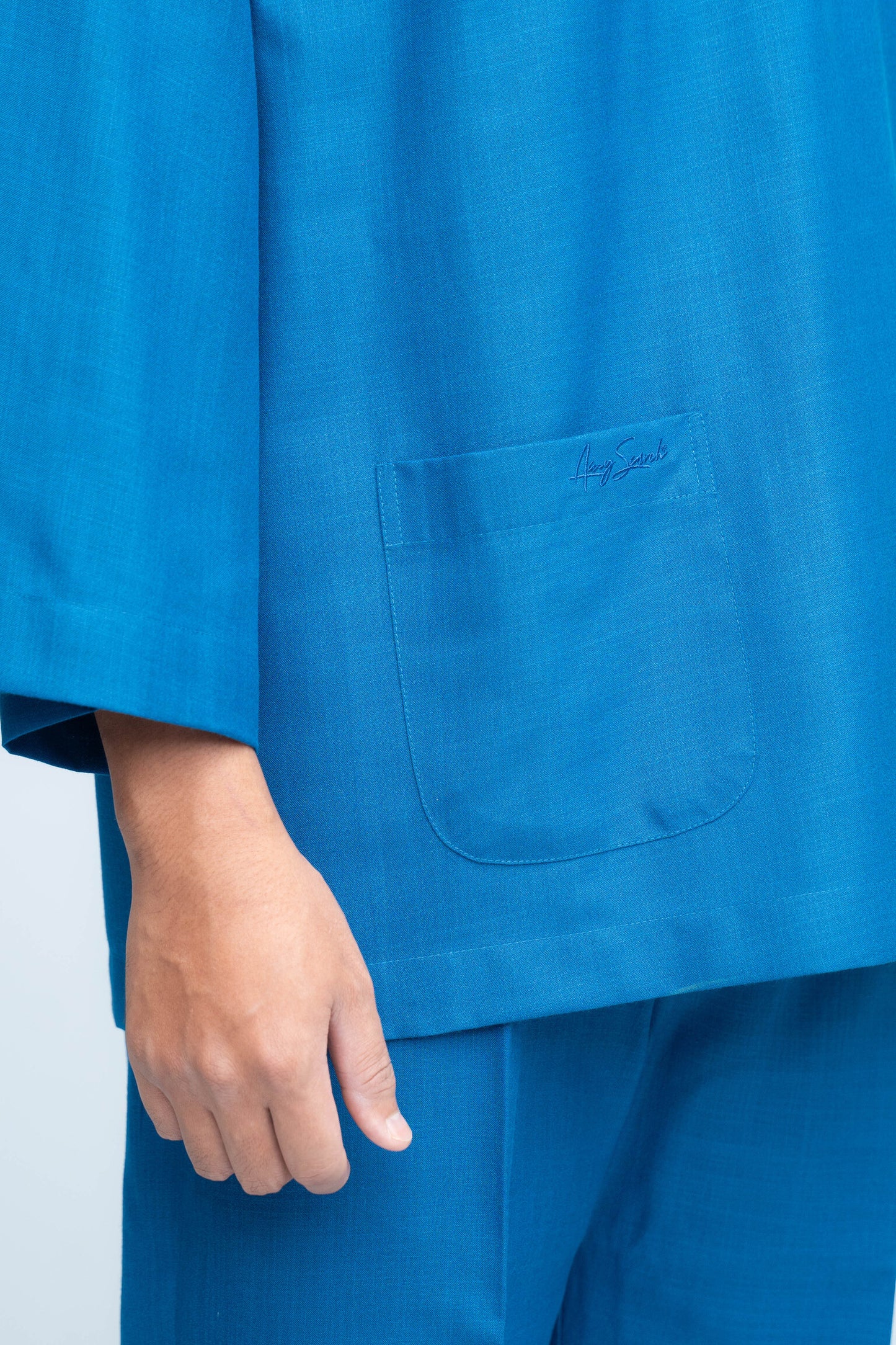Baju Melayu Cotton Linen - Cobalt Blue