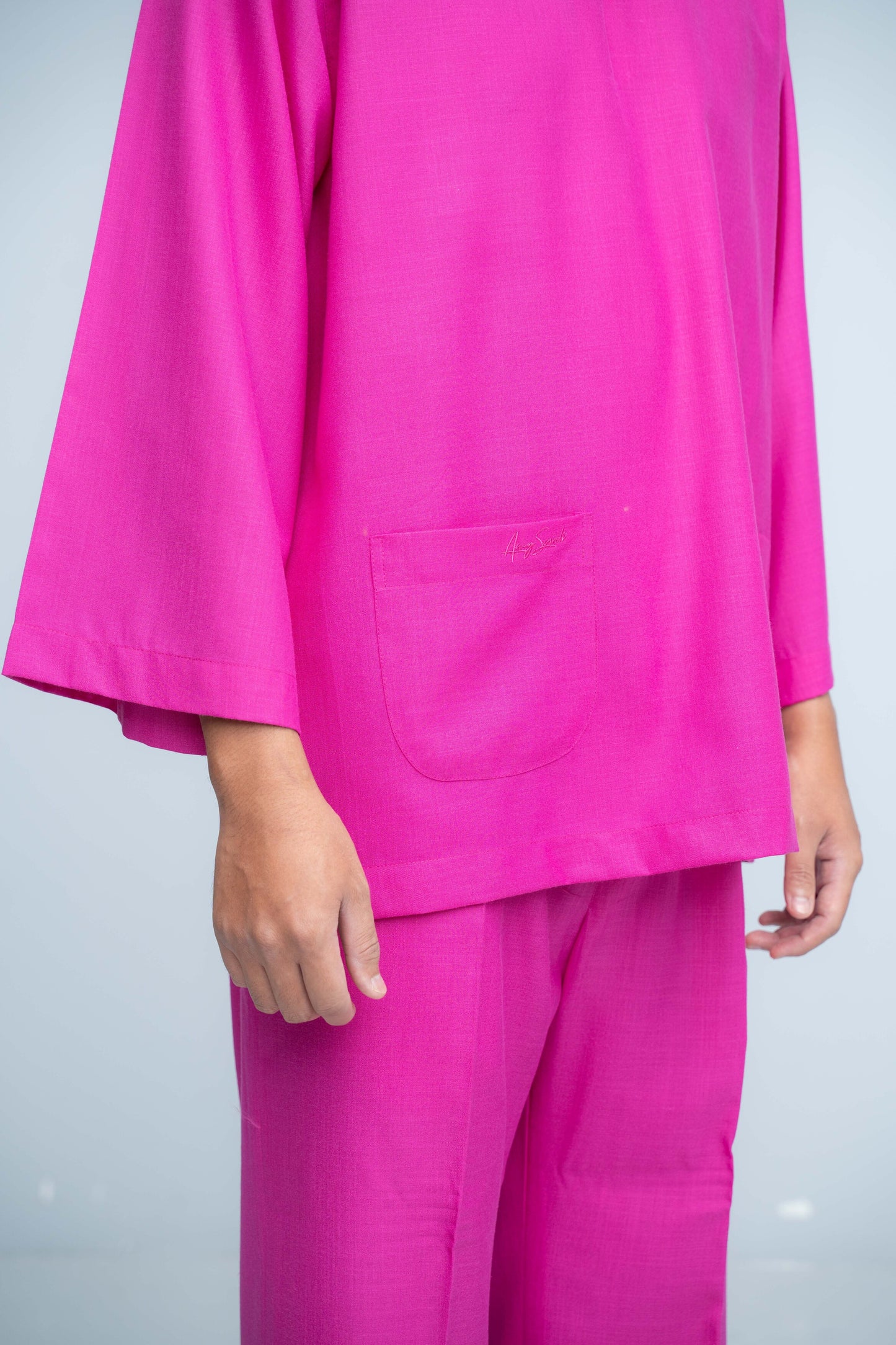 Baju Melayu Cotton Linen - Magenta Purple