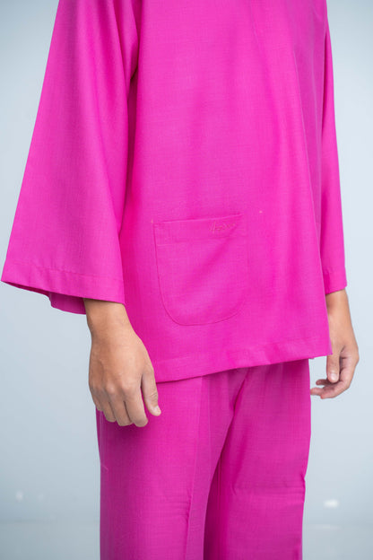 Baju Melayu Cotton Linen - Magenta Purple