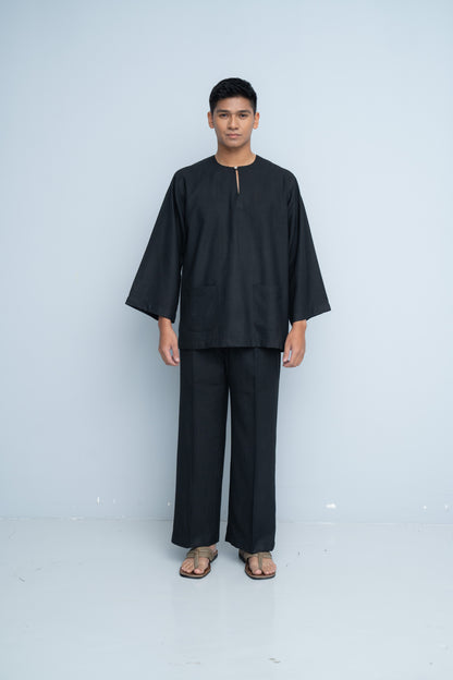 Baju Melayu Cotton Linen - Black