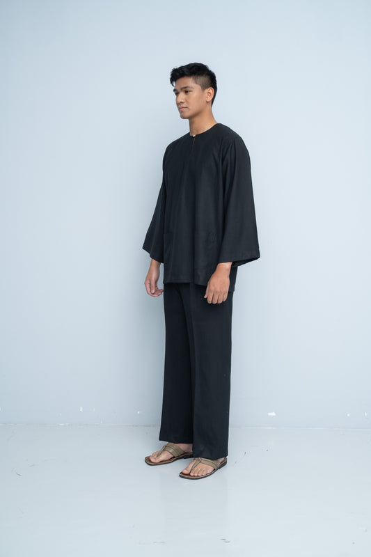 Baju Melayu Cotton Linen - Black