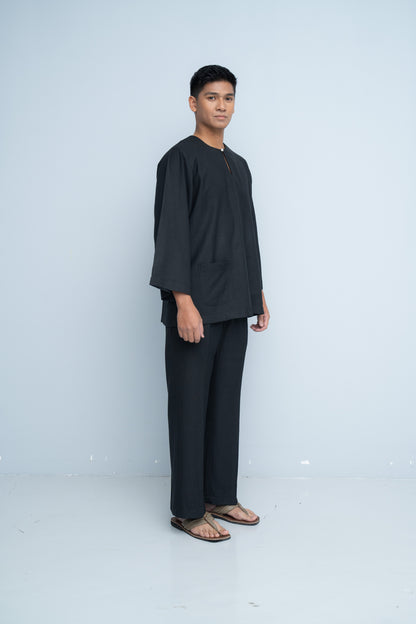 Baju Melayu Cotton Linen - Black