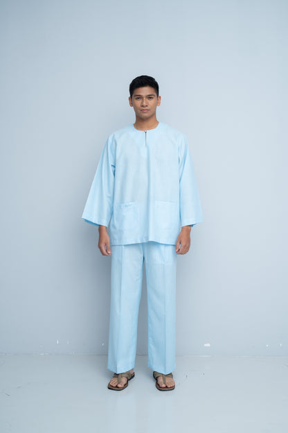Baju Melayu Cotton Linen - Baby Blue