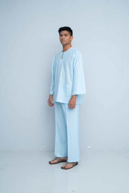Baju Melayu Cotton Linen - Baby Blue