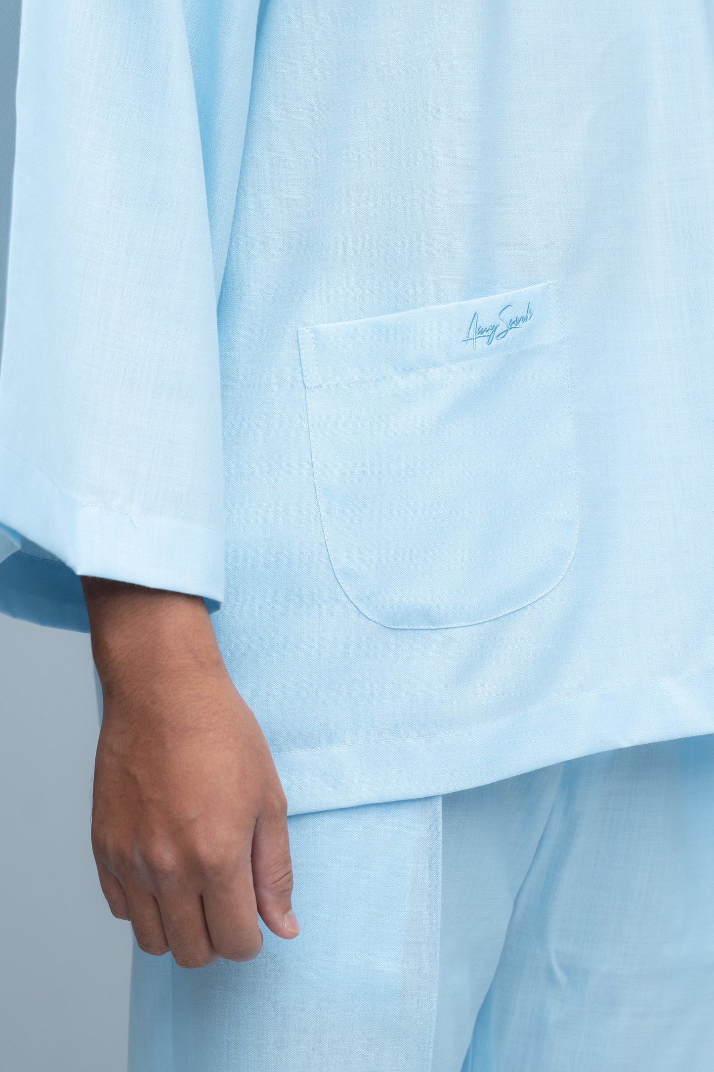 Baju Melayu Cotton Linen - Baby Blue