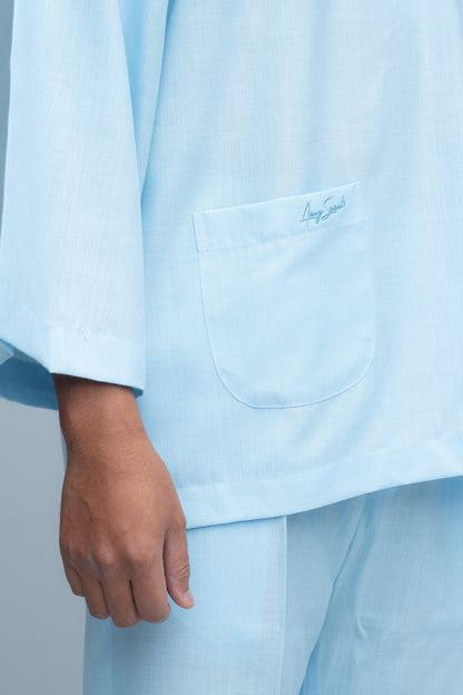 Baju Melayu Cotton Linen - Baby Blue