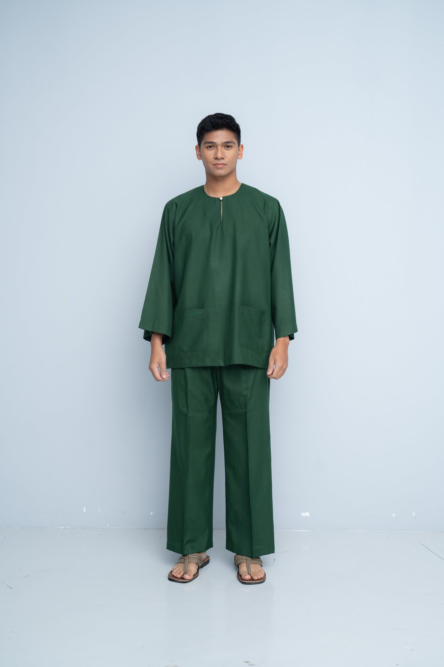Baju Melayu Cotton Linen - Cobalt Green