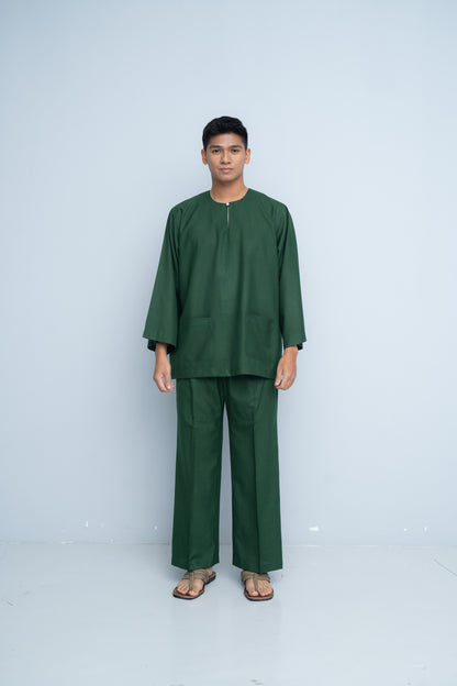Baju Melayu Cotton Linen - Cobalt Green