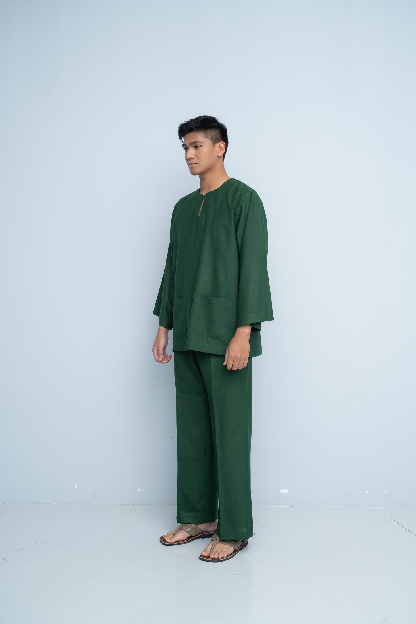 Baju Melayu Cotton Linen - Cobalt Green