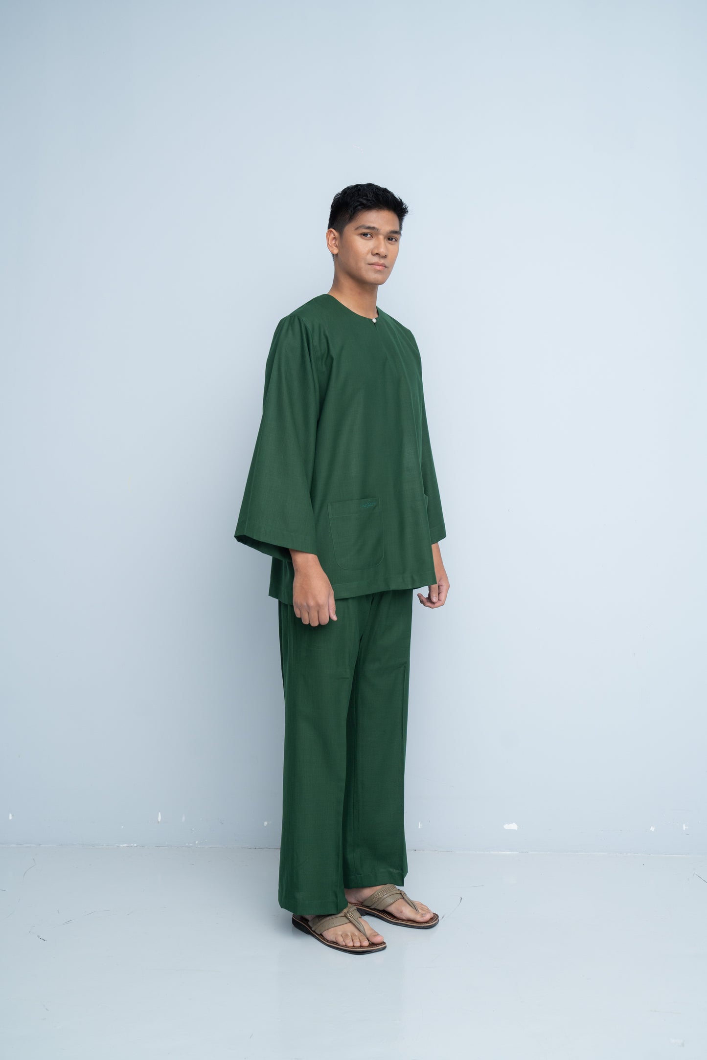 Baju Melayu Cotton Linen - Cobalt Green