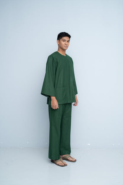 Baju Melayu Cotton Linen - Cobalt Green